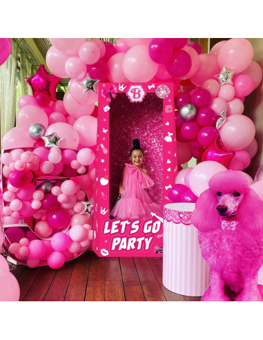 Muñeca de Cartón Rosa Fuerte 1.4m para Fiestas de Cumpleaños