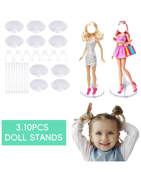 10 Soportes Ajustables para Muñecas Transparentes XJMWXHFC