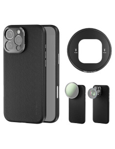 Funda Protectora NEEWER para iPhone 16 Pro Max - TPU/PC, Montajes de Lente 17mm, Adaptador Filtro 67mm, Antideslizante, Negro