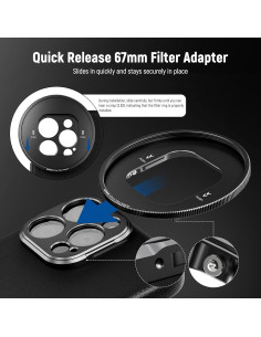 Funda Protectora NEEWER para iPhone 16 Pro Max - TPU/PC, Montajes de Lente 17mm, Adaptador Filtro 67mm, Antideslizante, Negro 2