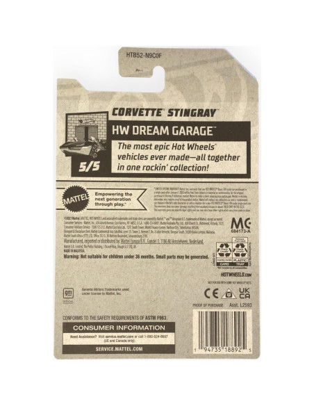 Hot Wheels Corvette Stingray 2021 - Coche de Juguete Rojo