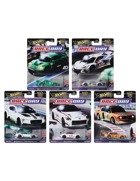 Colección de coches de carrera Hot Wheels - 5 modelos de metal