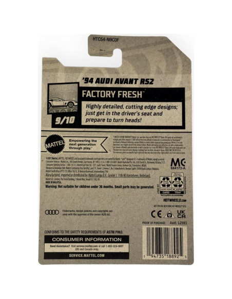 Hot Wheels Audi Avant RS2 1994 Rojo 10.7x10.5x3.2 cm