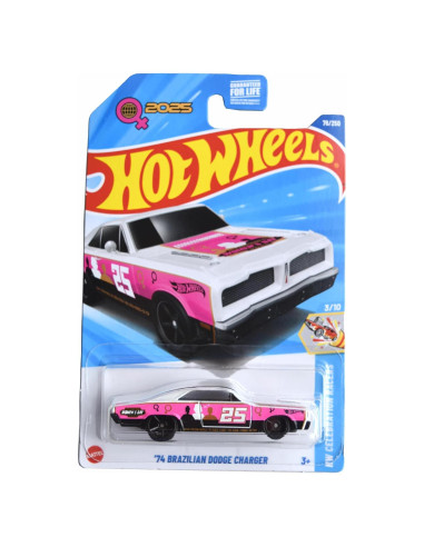 Hot Wheels Dodge Charger 1974 Rosa/Blanco 1:64 Mattel