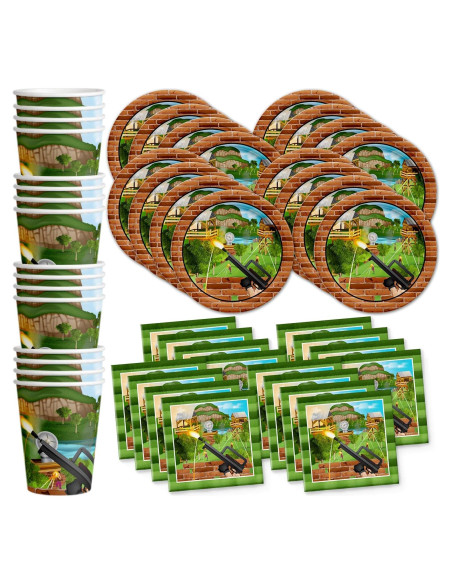 Juego de Vajilla Desechable Cumpleaños Galore para 16 - Fortnite Juego de Vajilla Desechable Cumpleaños Galore para 16 - Fortnite