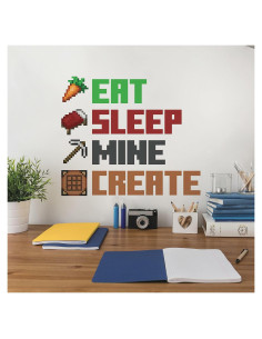 Calcomanías de Pared RoomMates Minecraft Come Duerme 8 Piezas