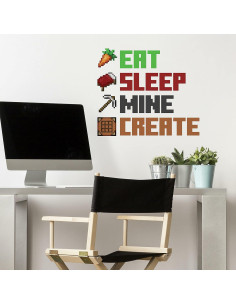 Calcomanías de Pared RoomMates Minecraft Come Duerme 8 Piezas 2