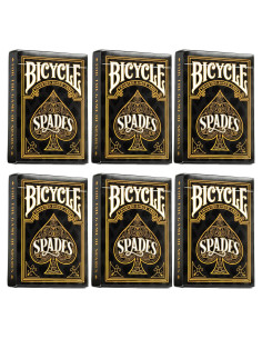 Paquete Coleccionista 6 Barajas Bicycle Rider Back Negro/Dorado