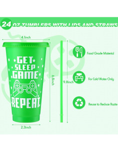 Vasos de Plástico Reutilizables Mifoci para Fiesta Gamer 12 Pcs 2