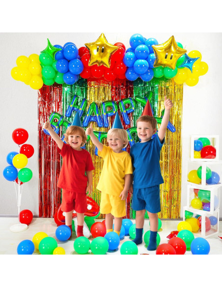 Kit de Decoración de Fiesta de Cumpleaños GoGoGoodie Super Bros 118 Piezas