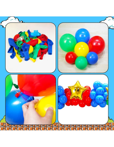 Kit de Decoración de Fiesta de Cumpleaños GoGoGoodie Super Bros 118 Piezas