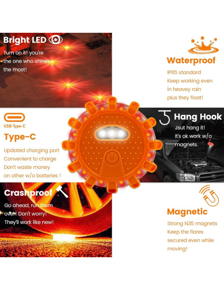 Luces de Emergencia LED Ecoangel USB-C 3PACK Recargables