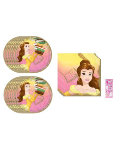 Suministros Fiesta Cumpleaños Belle Princesa Disney 16 Platos y Servilletas