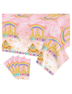 4 Manteles de Cumpleaños Princesa Ywediim 130x220 cm Rosa