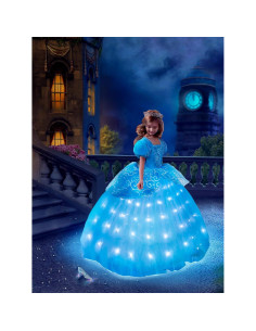Disfraz de Princesa LED para Niñas 7-8 Años Azul 2