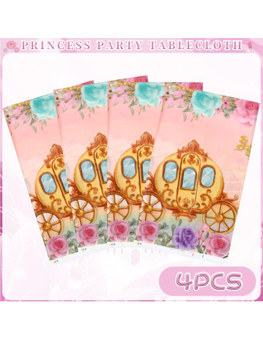 4 Manteles de Cumpleaños Princesa Ywediim 130x220 cm Rosa