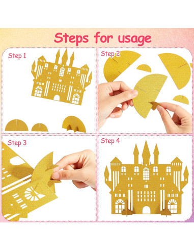 Centro de Mesa Castillo Dorado Tenare - 8 Piezas Decorativas