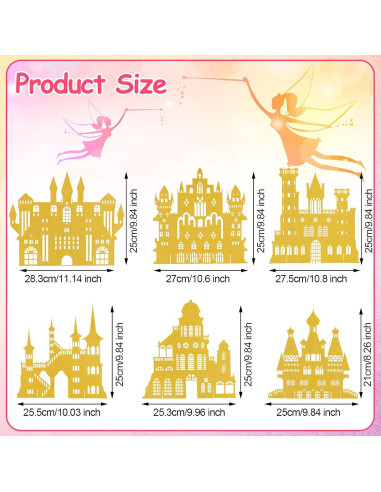 Centro de Mesa Castillo Dorado Tenare - 8 Piezas Decorativas