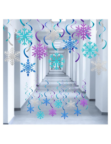 20 Decoraciones Colgantes Copos de Nieve PADELO - 101.6 cm