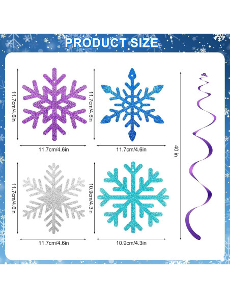 20 Decoraciones Colgantes Copos de Nieve PADELO - 101.6 cm