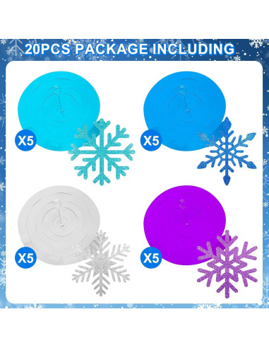 20 Decoraciones Colgantes Copos de Nieve PADELO - 101.6 cm