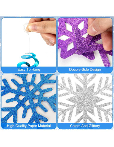 20 Decoraciones Colgantes Copos de Nieve PADELO - 101.6 cm