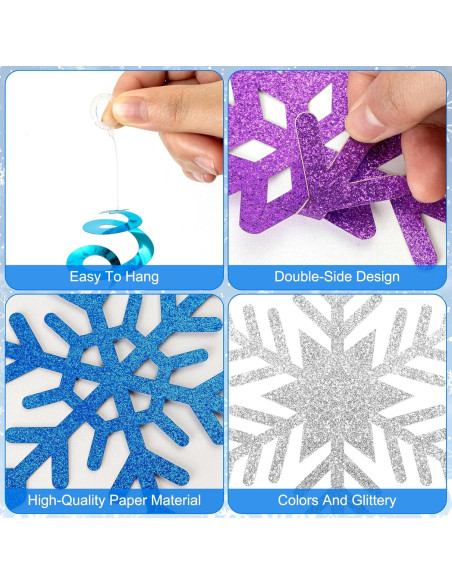 20 Decoraciones Colgantes Copos de Nieve PADELO - 101.6 cm