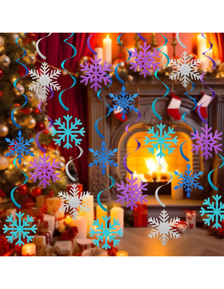 20 Decoraciones Colgantes Copos de Nieve PADELO - 101.6 cm