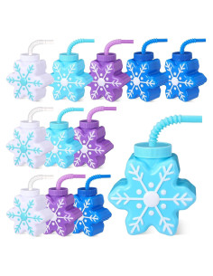 Copas de Plástico Sliner con Copos de Nieve 10 oz - 12 Pcs