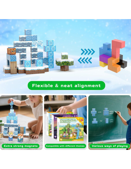 100 Piezas Bloques Magnéticos Kryzomat para Niños 3-12 Años