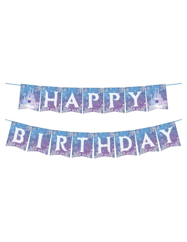 Banner de Cumpleaños Congelado OTTPOOM - 15 Tarjetas Copos de Nieve