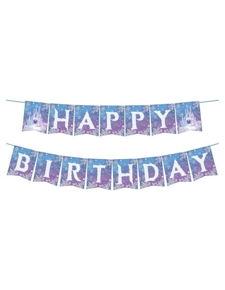 Banner de Cumpleaños Congelado OTTPOOM - 15 Tarjetas Copos de Nieve