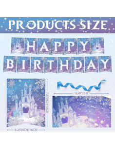 Banner de Cumpleaños Congelado OTTPOOM - 15 Tarjetas Copos de Nieve 2