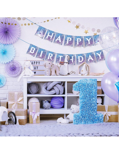 Banner de Cumpleaños Congelado OTTPOOM - 15 Tarjetas Copos de Nieve