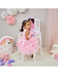 Conjunto de Tocador Teamson Kids Blanco con Espejo y Taburete 2
