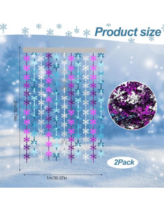 Cortinas de flecos de papel de aluminio Maniaacer 1x2m Copos de Nieve 2