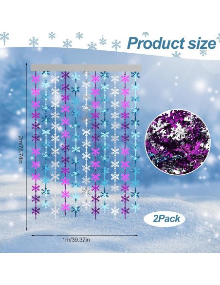 Cortinas de flecos de papel de aluminio Maniaacer 1x2m Copos de Nieve