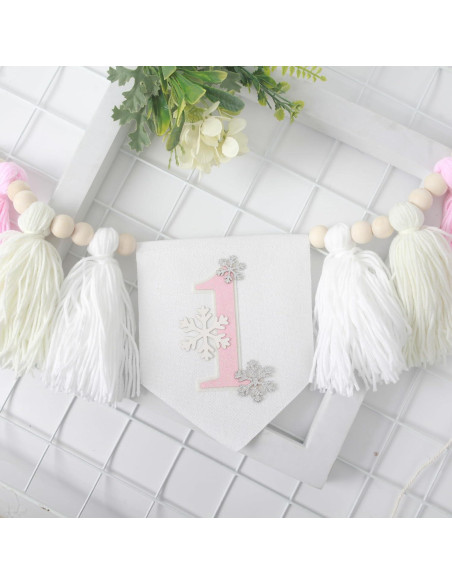 Banderín de Borlas para Silla Alta KOJIN - Cumpleaños Temático Invierno Banderín de Borlas para Silla Alta KOJIN - Cumpleaños Temático Invierno
