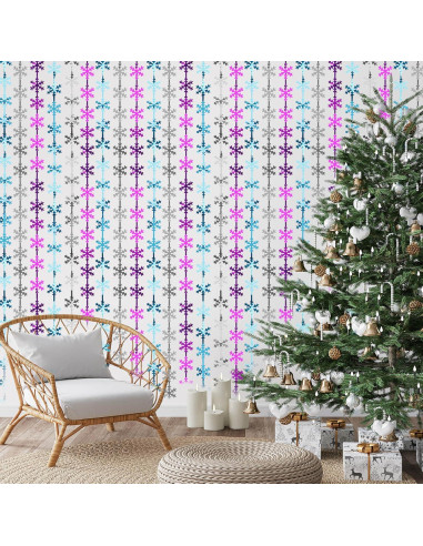 Cortinas de flecos de papel de aluminio Maniaacer 1x2m Copos de Nieve