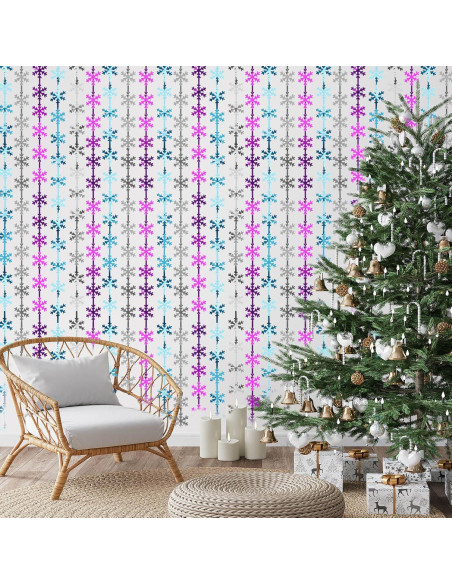 Cortinas de flecos de papel de aluminio Maniaacer 1x2m Copos de Nieve