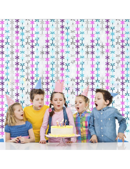 Cortinas de flecos de papel de aluminio Maniaacer 1x2m Copos de Nieve