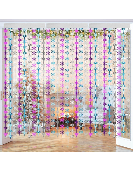 Cortinas de flecos de papel de aluminio Maniaacer 1x2m Copos de Nieve
