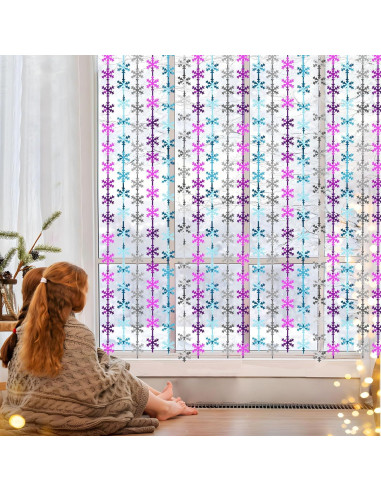 Cortinas de flecos de papel de aluminio Maniaacer 1x2m Copos de Nieve