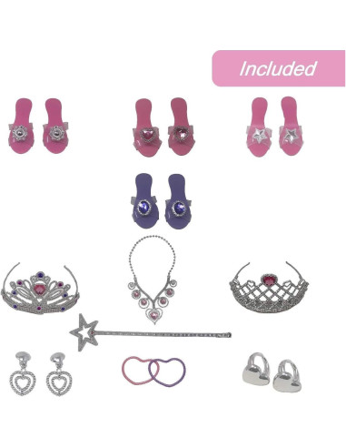 Conjunto de Juguetes de Princesa Royal Dreams - 4 Zapatos, 2 Tiara, Joyería