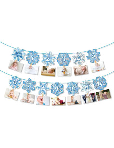 Banner de Cumpleaños 1er Año Copos de Nieve - 15 Piezas 2