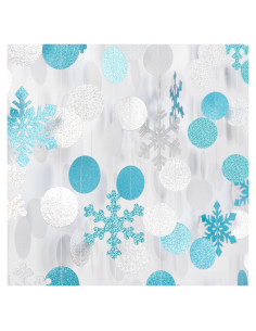Guirnalda de Copos de Nieve Teal Plateado 17.8m OURUOLA