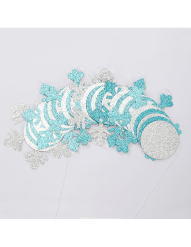 Guirnalda de Copos de Nieve Teal Plateado 17.8m OURUOLA