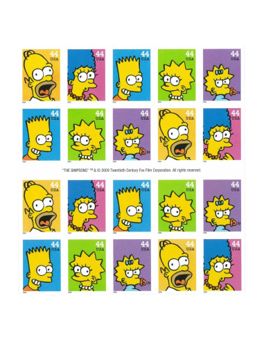 Hoja de 20 Sellos Coleccionables Los Simpson 2009 USPS