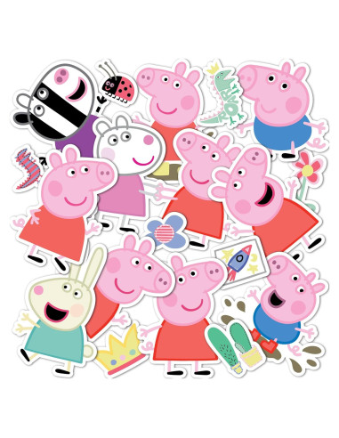 Calcomanías Peppa Pig - 19 Calcomanías Vinilo Premium 21.6x27.9cm