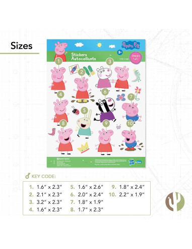 Calcomanías Peppa Pig - 19 Calcomanías Vinilo Premium 21.6x27.9cm
